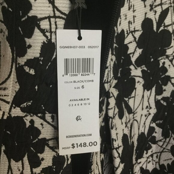 BCBGeneration Black & White Mesh Floral Dress - Picture 7 of 11